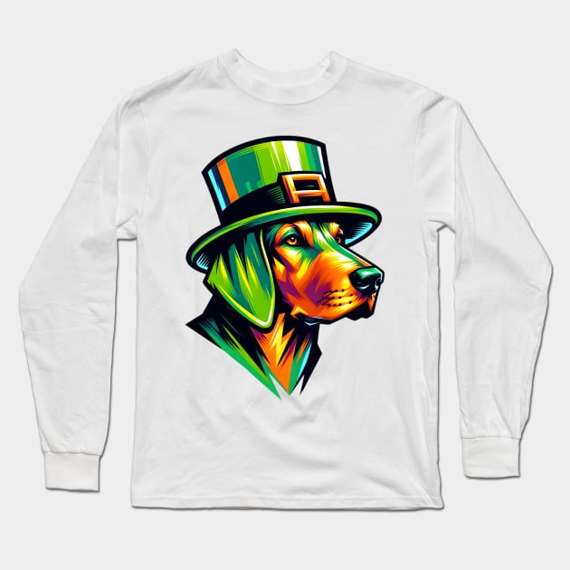 Plott Hound Enjoys Saint Patrick's Day Fest Long Sleeve T-Shirt by ArtRUs